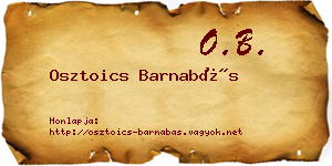 Osztoics Barnabás névjegykártya